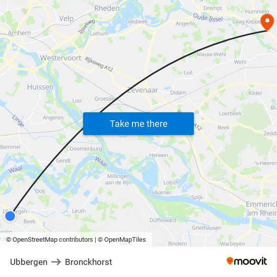 Ubbergen to Bronckhorst map