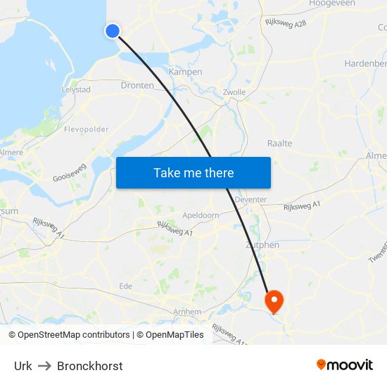 Urk to Bronckhorst map