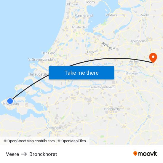 Veere to Bronckhorst map