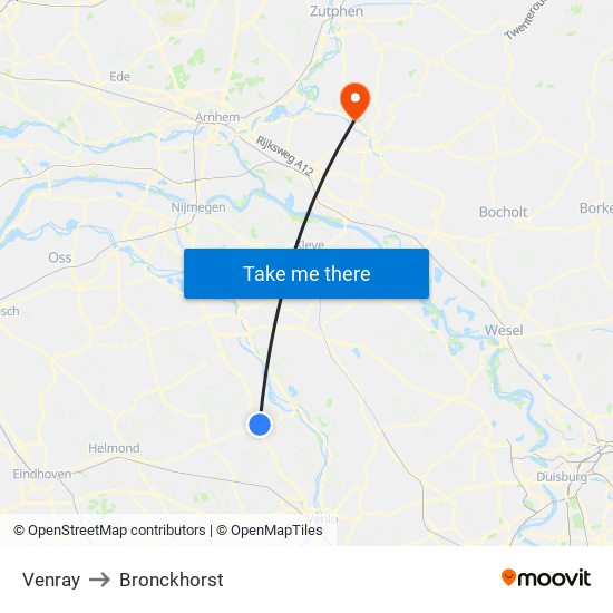 Venray to Bronckhorst map