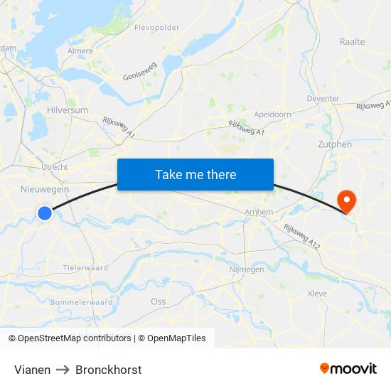 Vianen to Bronckhorst map