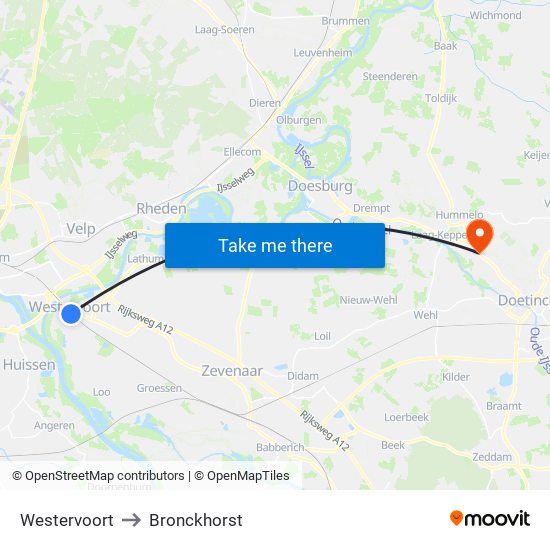 Westervoort to Bronckhorst map