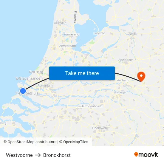 Westvoorne to Bronckhorst map