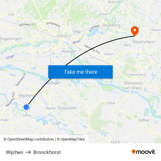 Wijchen to Bronckhorst map