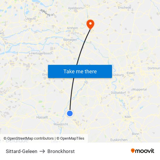 Sittard-Geleen to Bronckhorst map