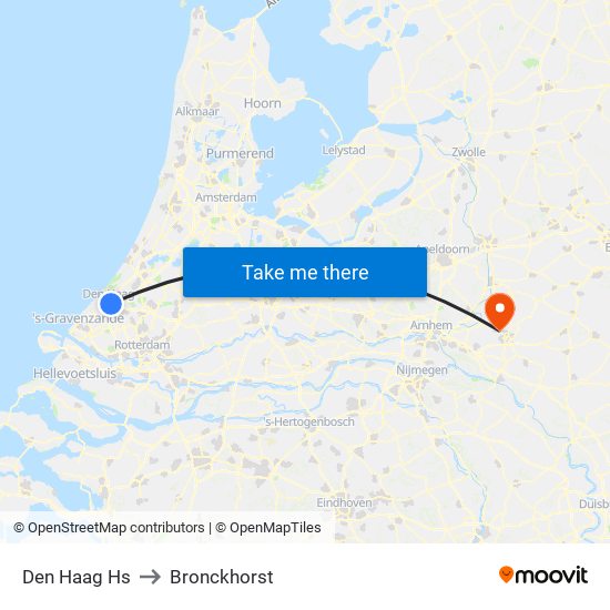 Den Haag Hs to Bronckhorst map