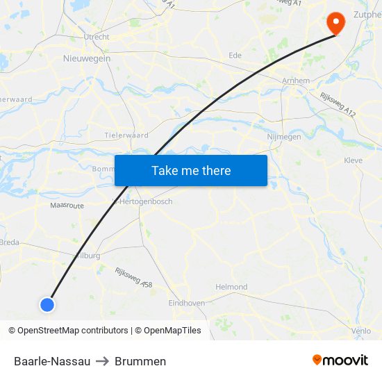 Baarle-Nassau to Brummen map