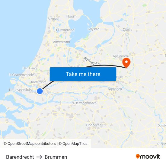 Barendrecht to Brummen map