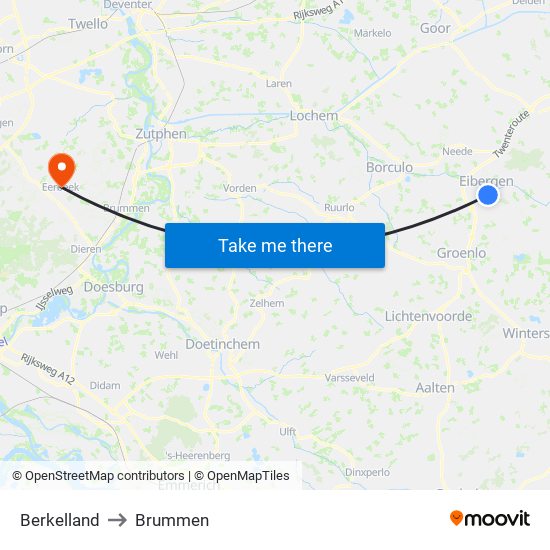 Berkelland to Brummen map