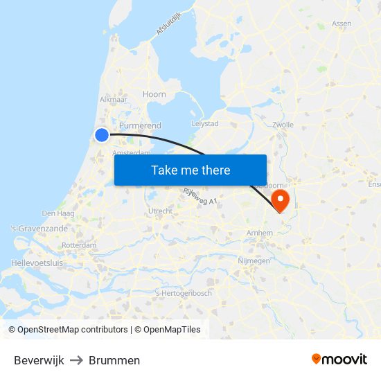 Beverwijk to Brummen map