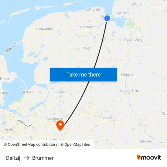 Delfzijl to Brummen map