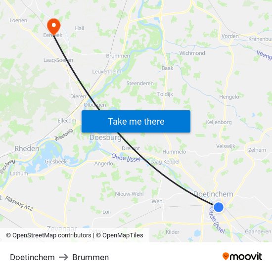 Doetinchem to Brummen map