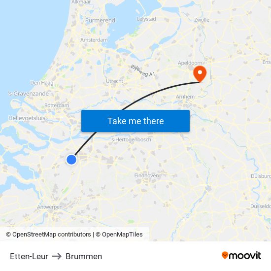 Etten-Leur to Brummen map