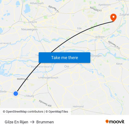 Gilze En Rijen to Brummen map