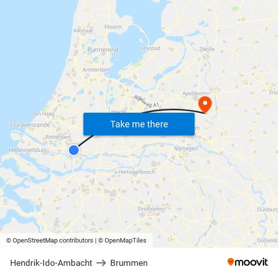 Hendrik-Ido-Ambacht to Brummen map