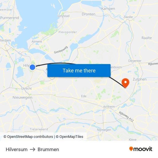 Hilversum to Brummen map