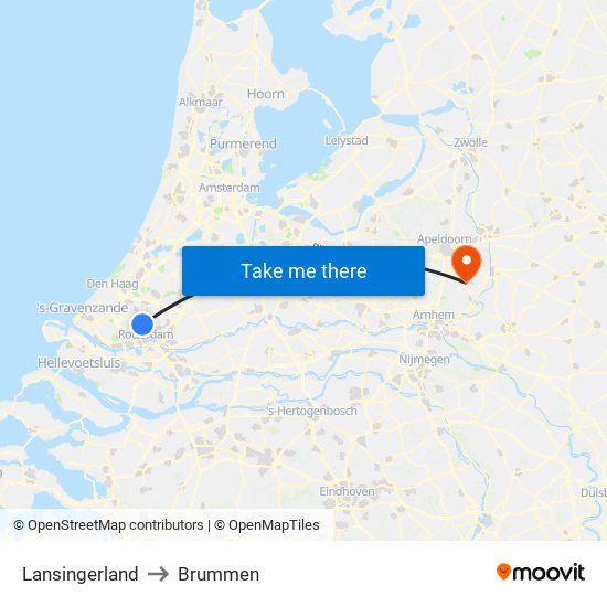 Lansingerland to Brummen map