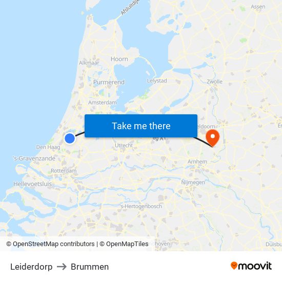 Leiderdorp to Brummen map