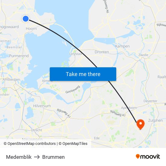 Medemblik to Brummen map