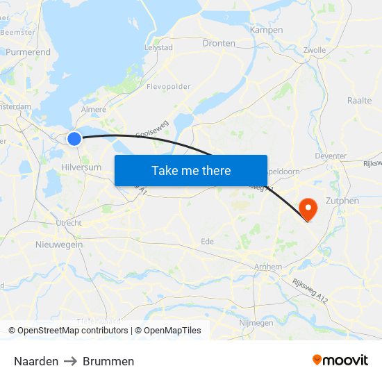 Naarden to Brummen map
