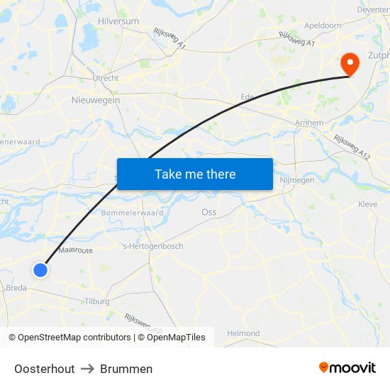 Oosterhout to Brummen map