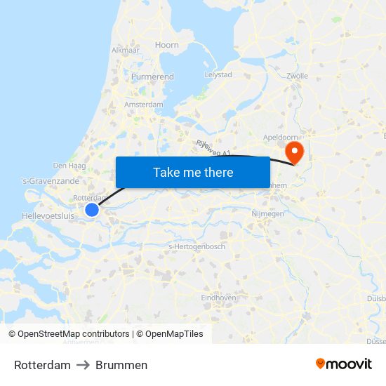 Rotterdam to Brummen map