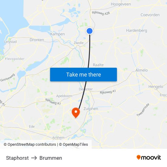 Staphorst to Brummen map