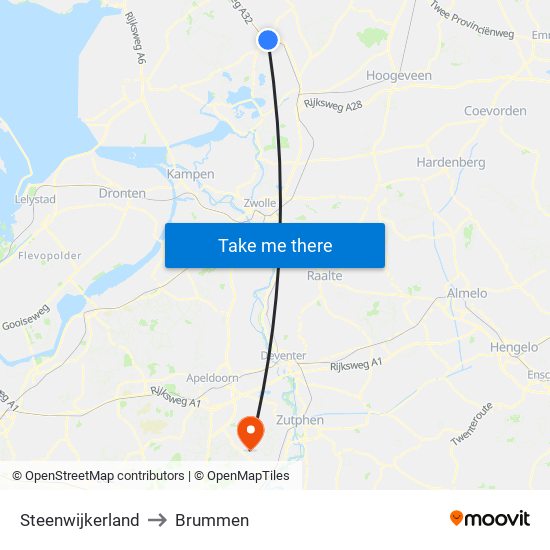 Steenwijkerland to Brummen map