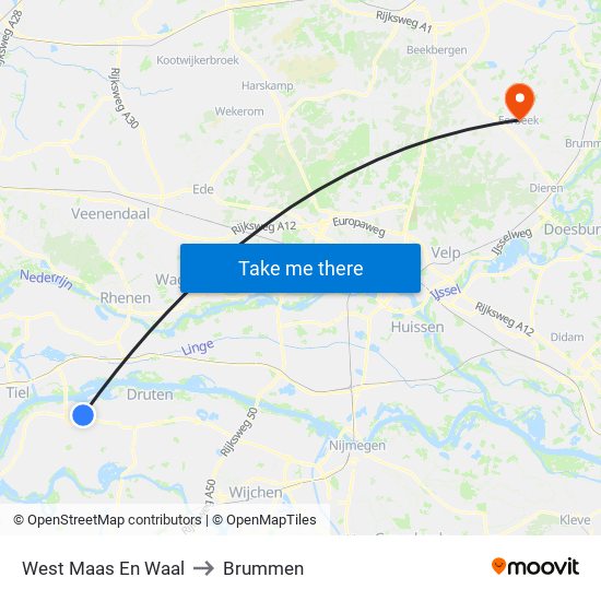 West Maas En Waal to Brummen map