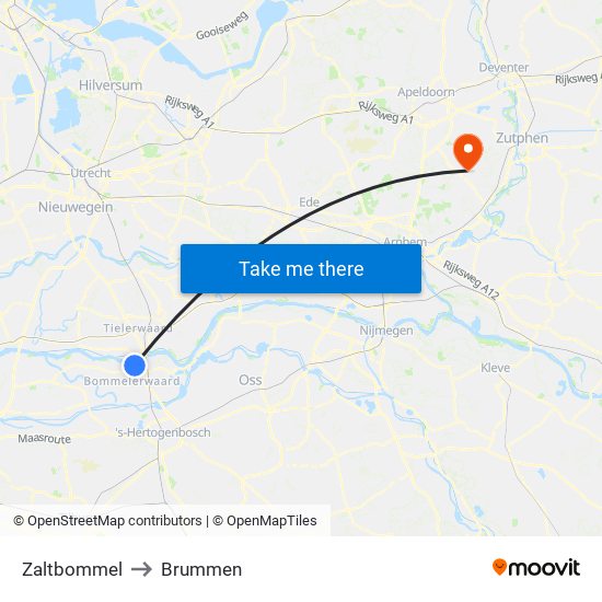 Zaltbommel to Brummen map