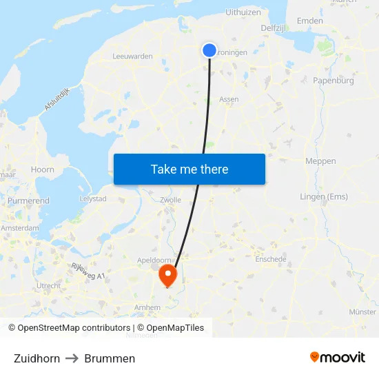 Zuidhorn to Brummen map