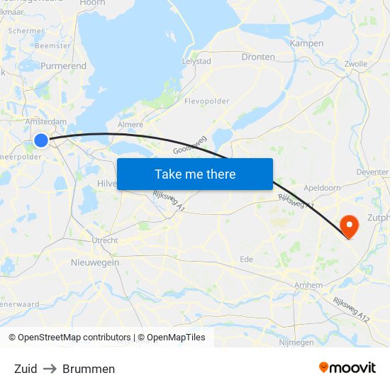 Zuid to Brummen map