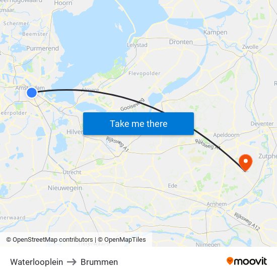 Waterlooplein to Brummen map