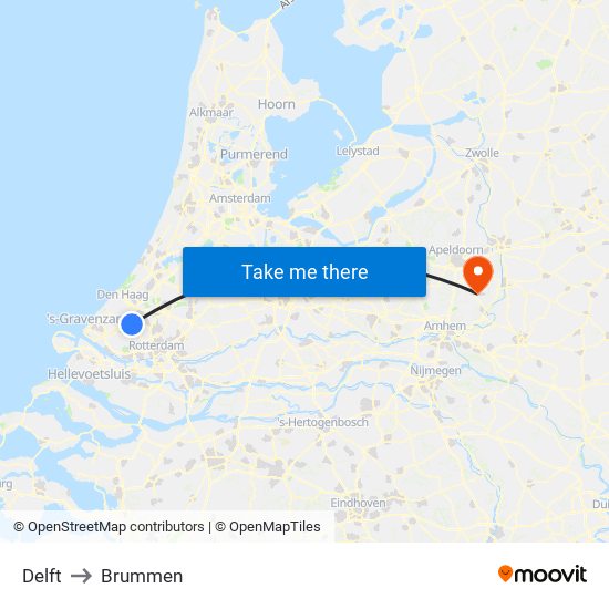 Delft to Brummen map