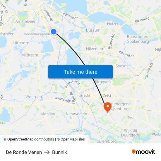 De Ronde Venen to Bunnik map