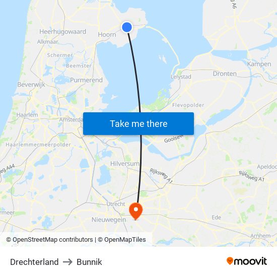 Drechterland to Bunnik map