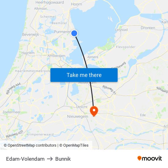 Edam-Volendam to Bunnik map