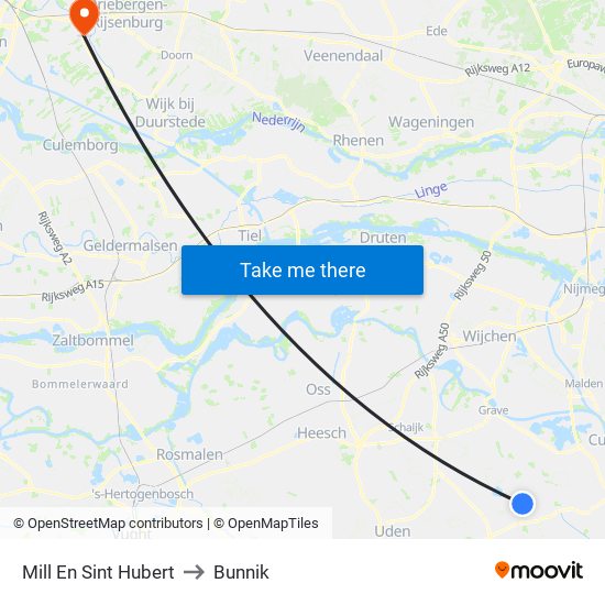 Mill En Sint Hubert to Bunnik map
