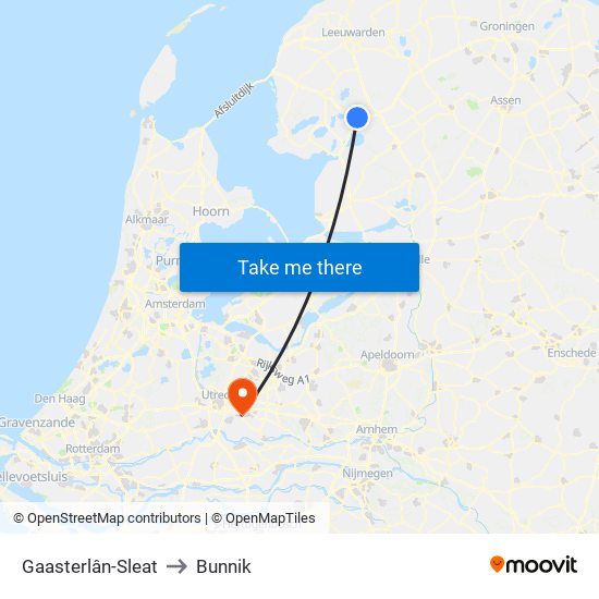 Gaasterlân-Sleat to Bunnik map