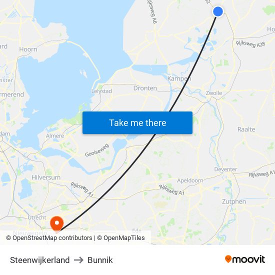 Steenwijkerland to Bunnik map