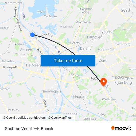 Stichtse Vecht to Bunnik map