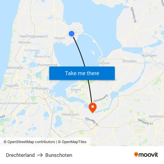 Drechterland to Bunschoten map