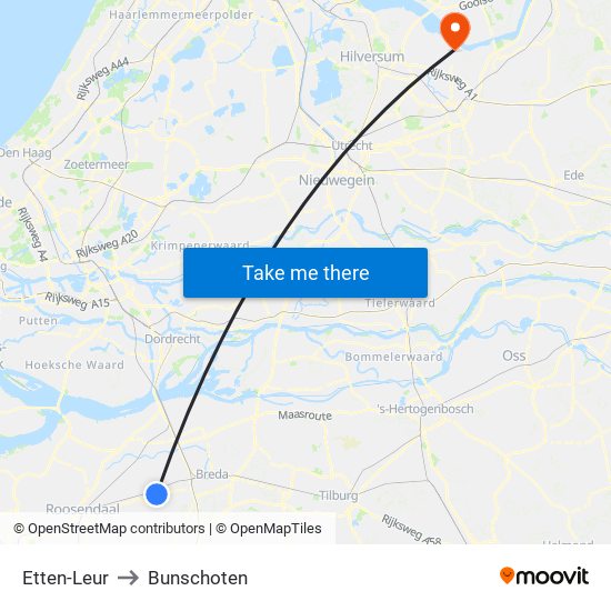 Etten-Leur to Bunschoten map