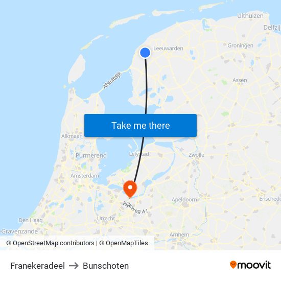 Franekeradeel to Bunschoten map