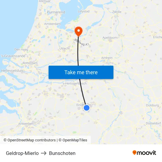 Geldrop-Mierlo to Bunschoten map