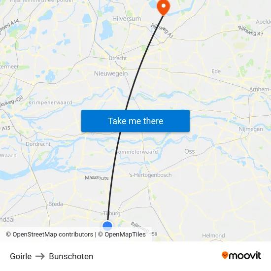 Goirle to Bunschoten map