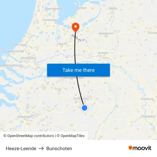 Heeze-Leende to Bunschoten map