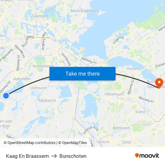 Kaag En Braassem to Bunschoten map