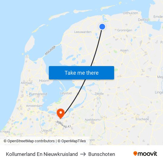 Kollumerland En Nieuwkruisland to Bunschoten map