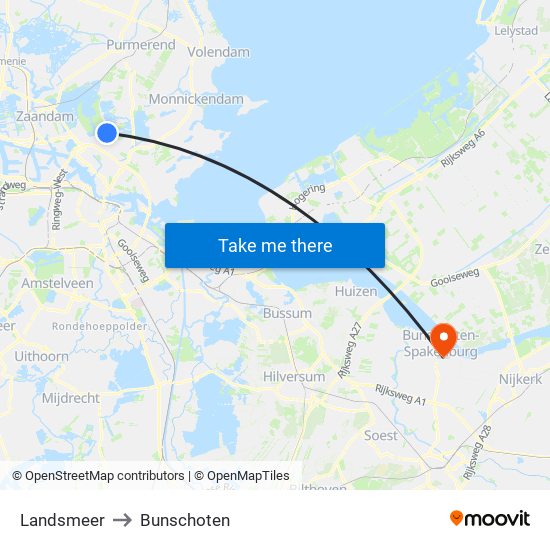 Landsmeer to Bunschoten map